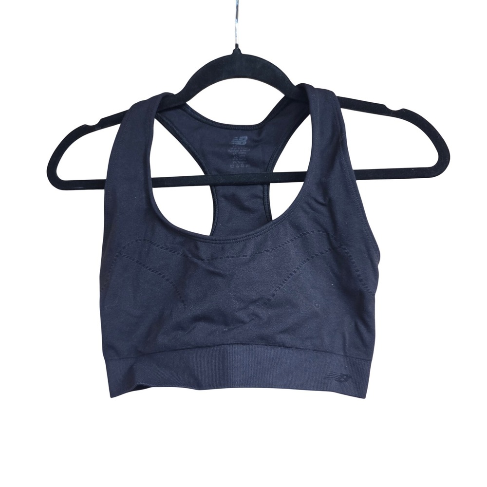 New Balance Racerback Sports Bra Medium Black Activewear Excellent